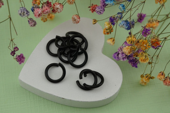 Kółka pojedyncze / otwarte / 10mm / czarny / drut 1mm / 10szt