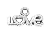 Love z sercem / zawieszka charms / 6x12mm / srebrny / 8szt