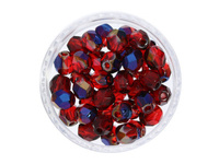 Firepolish™ / 4mm / Blue Iris / Siam Ruby / 40szt