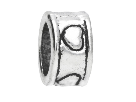 Serca / obrączka / przekładka / 5x8x8mm / srebrny / otwór 5.5mm / 4szt