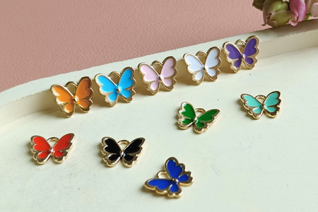 Motyl SweetCharm™ / zawieszka charms / 10x12mm / kolor złoto-fioletowy/ 1 szt