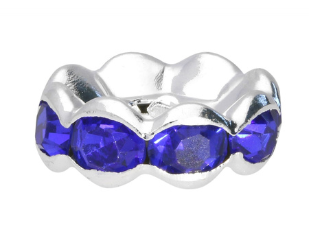 GlitteRing™ / przekładka / round / 6mm / kolor srebrny, Sapphire / otwór 1.5mm / 20szt