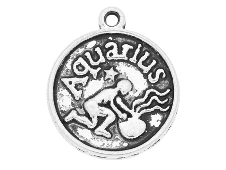 Aquarius / znak zodiaku / zawieszka charms / 20x18x1.5mm / srebrny / 2szt