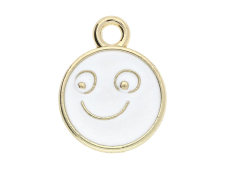 Smile SweetCharms™ / zawieszka charms / 16x13x1.5mm / KC Gold, biały / 2szt