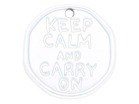 Keep calm and carry on / zawieszka charms / 28x27x2mm / satynowy srebrny / 1szt