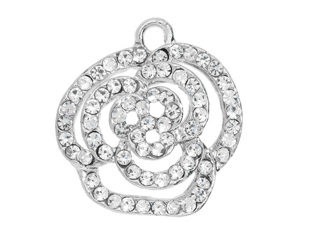 Róża Glamm™ / zawieszka charms / 65 cyrkonii / 19x21mm / kolor jasny srebrny / 1szt