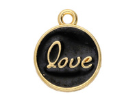 Love SweetCharm™ / zawieszka charms / 15x12mm / złoto-czarny / 2szt