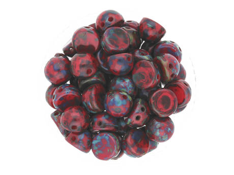 CZECHMATES™ / Cabochon / 7mm / Picasso-Opaque / Red / 5g / ~13szt