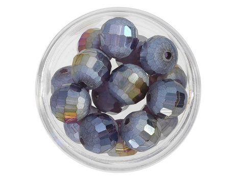 CrystaLove™ frosted / kryształki szklane / ball / 10mm / fioletowy / opalizujący / 10szt