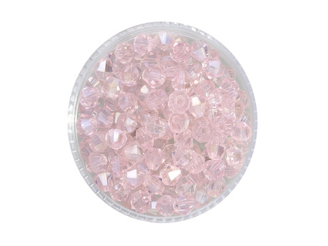 CrystaLove™ / kryształki szklane / bicone / 4mm / pastelowy różowy / transparentny / 110szt