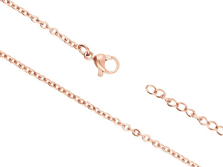 Łańcuszek Rolo z zapięciem / stal chirurgiczna / 1,4x0,6mm, dł.60+5cm / rose gold / 1szt