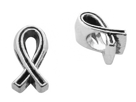 Przekładka wstążka 5x11mm, symbol walki z rakiem / kolor srebrny / otwór 4.5mm / 4szt