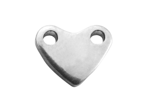Serce, łącznik blaszka ze stali nierdzewnej 7x5.5mm / kolor srebrny / otwór 1.1mm / 1szt